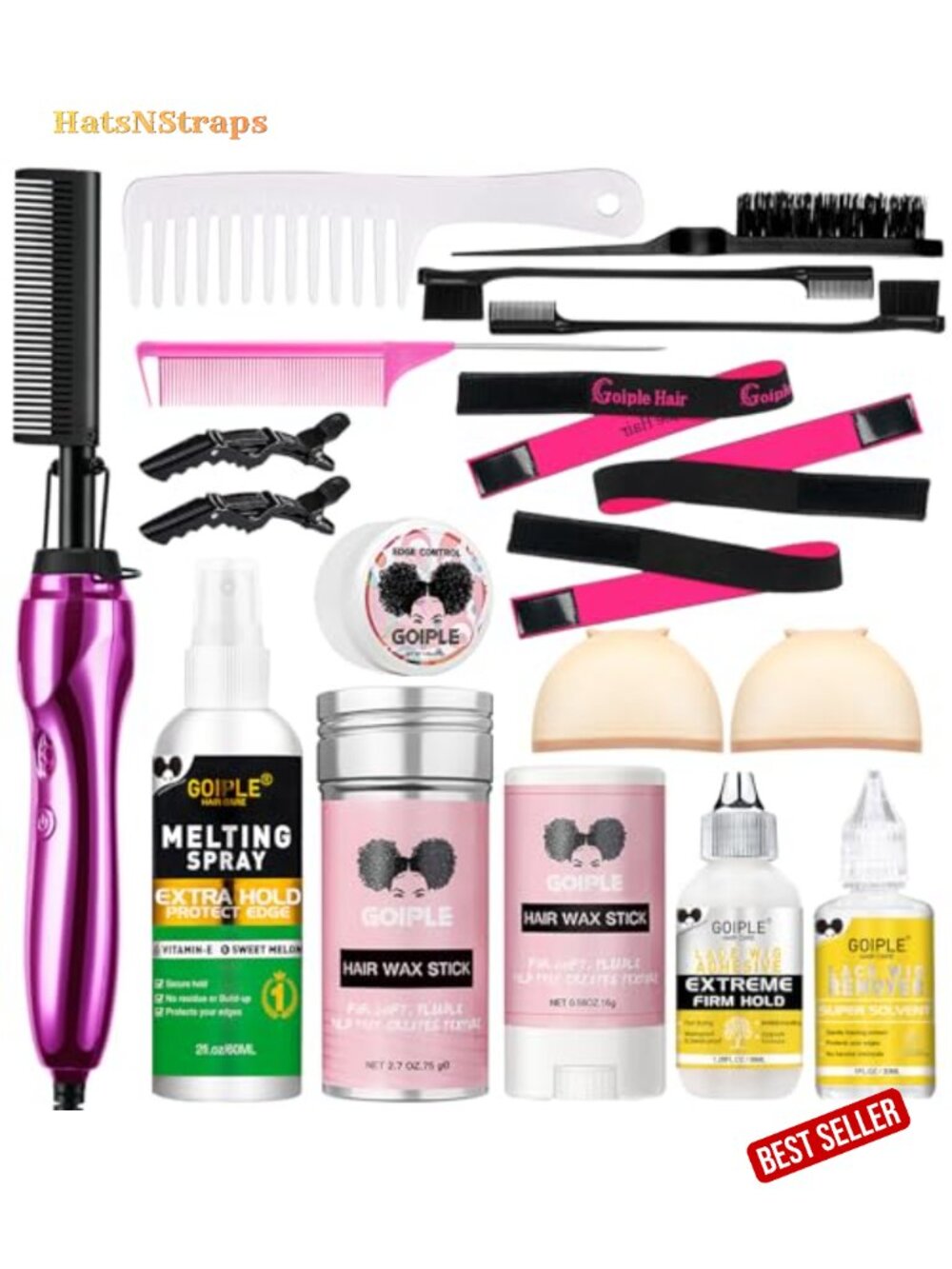 Hot Comb Hair Straightener Set for Lace Front Wigs - Ceramic Electric